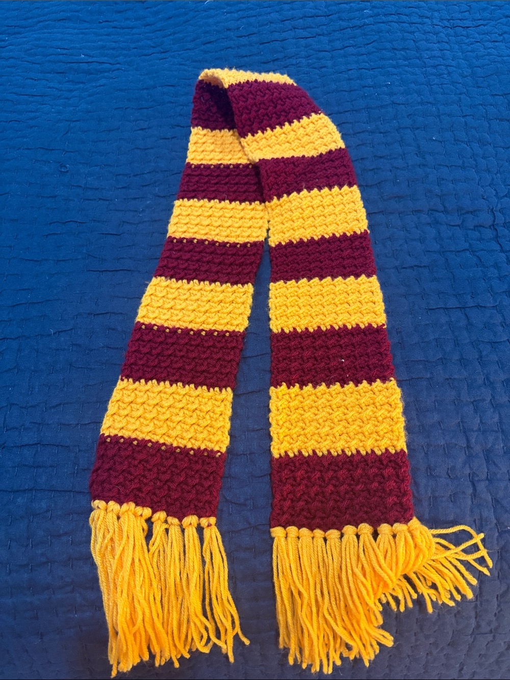 Striped Maroon and Yellow Knit Scarf - Women Accessories